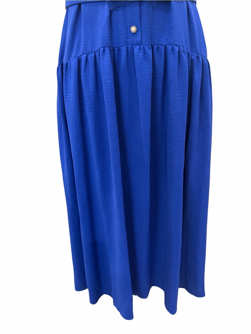 Karl Lagerfeld Belted Midi Shirt Dress Puff Sleeve Pockets Pearl Blue 12 NWT - Picture 5 of 15